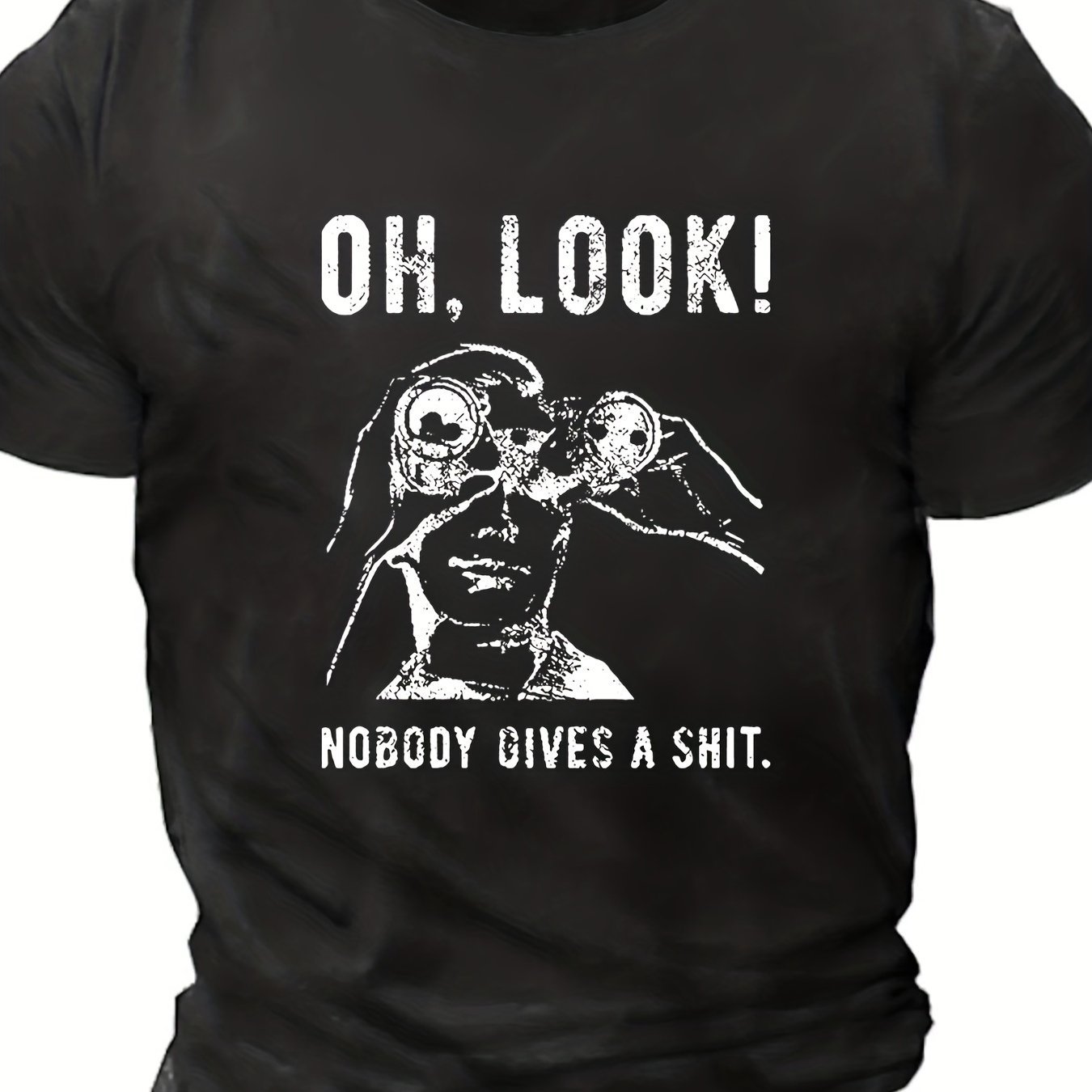 Men's Novelty T-shirt, Oversized Men Holding Telescope Pattern Printed