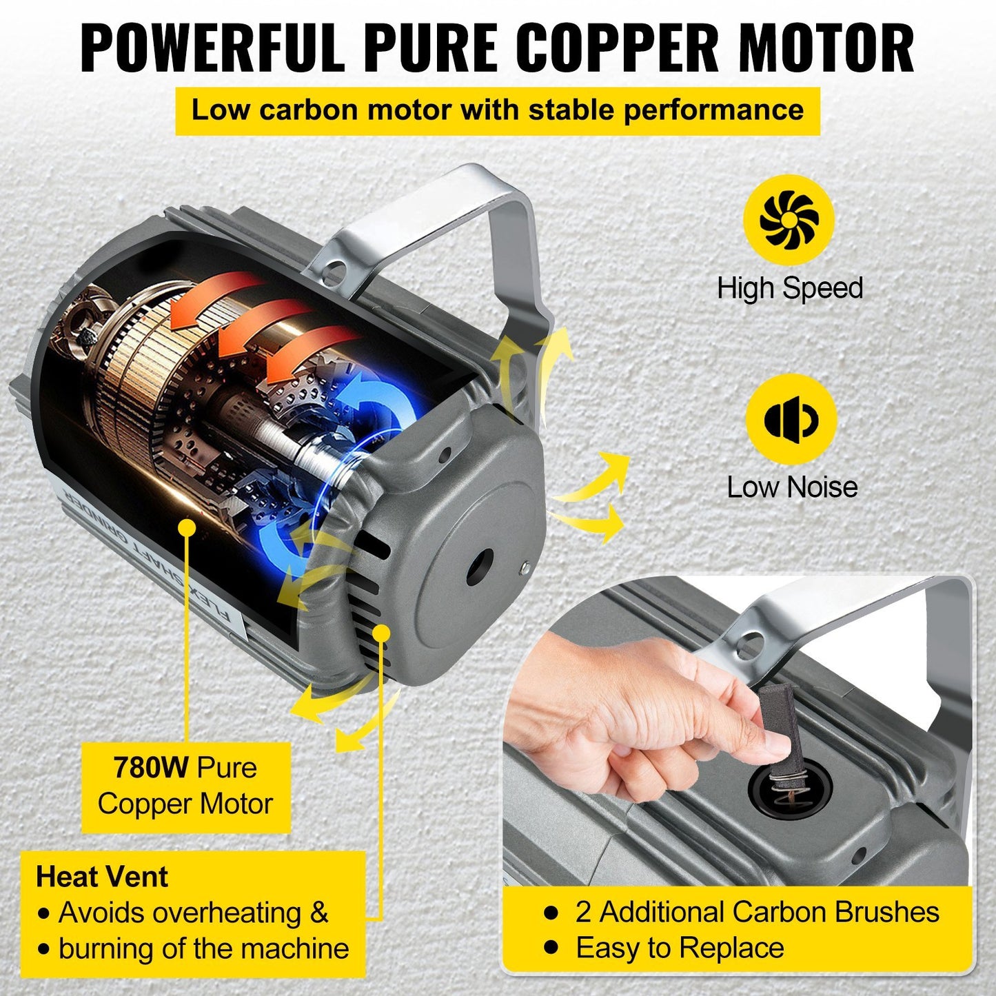 VEVOR Flex Shaft Grinder 780W Rotary Tool 500-23000RPM Rotary Carver With 3-Jaw Chuck & Stepless Speed Foot Pedal Hanging Grinding Machine 131PCS Accessories For Jewelry Polishing Grinding DIY