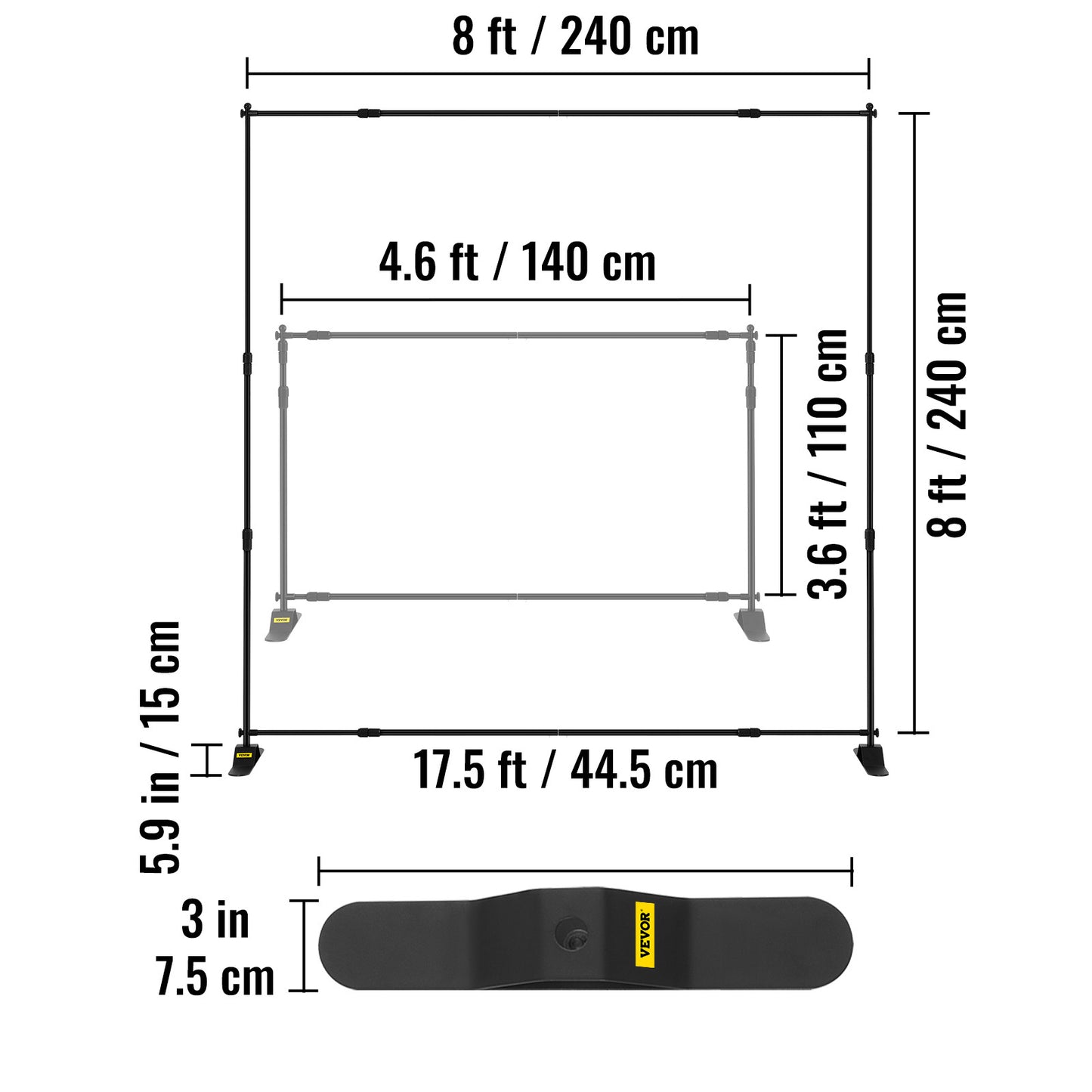 VEVOR Telescopic Backdrop Banner Stand Banner Stand Adjustable Step And Repeat Backdrop Banner Stand Retractable Banner Stand With Carrying Bag