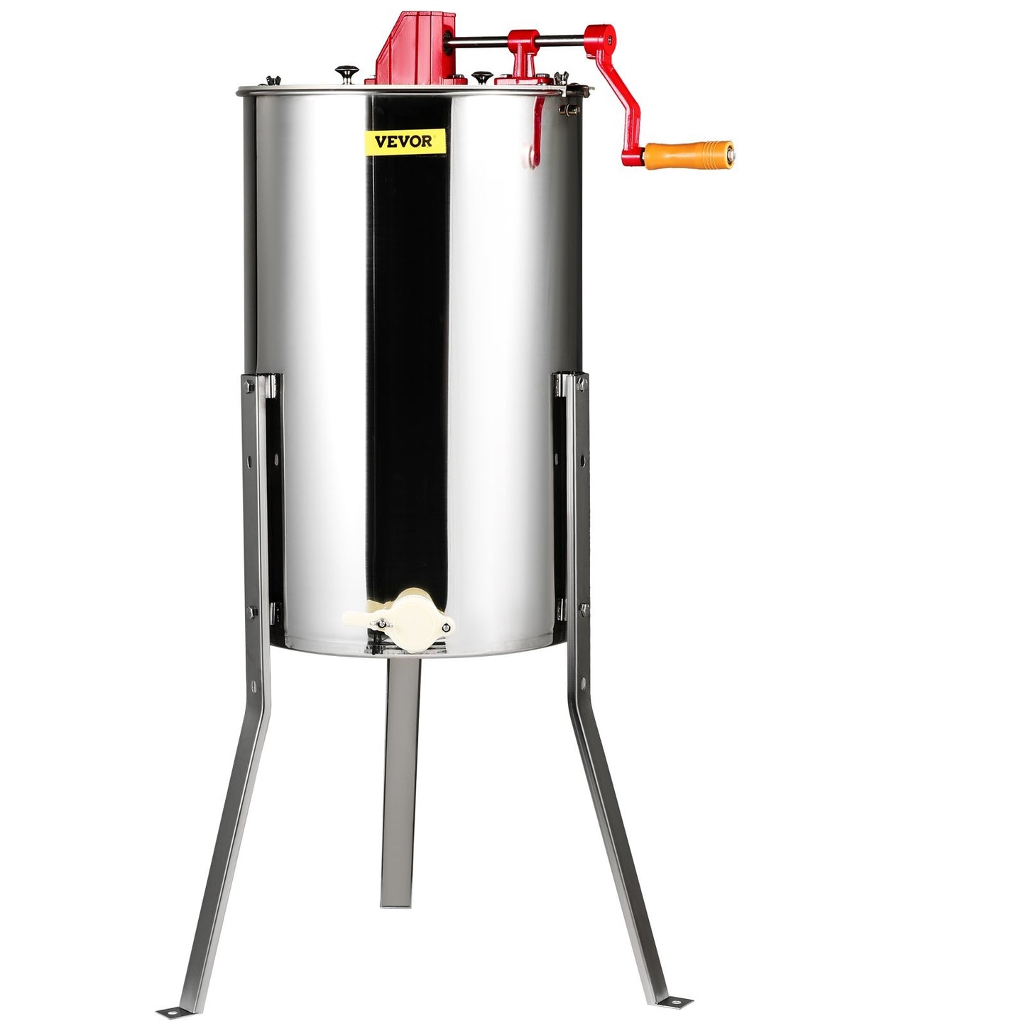 VEVOR Manual Honey Extractor, 3 Frames Honey Spinner Extractor, Stainless Steel Beekeeping Extraction, Honeycomb Drum Spinner With Lid, Apiary Centrifuge Equipment With Height Adjustable Stand