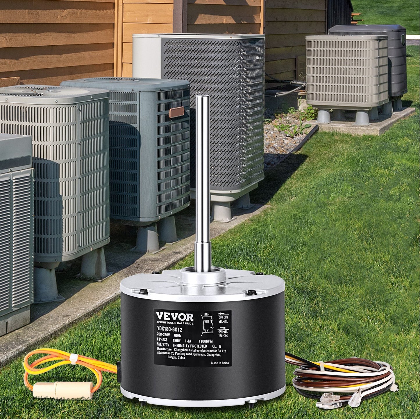 VEVOR Condenser Fan Motor 5KCP39EGS070S, 5KCP39EGY823S, 1100RPM, OEM Standard Upgraded Replacement Condenser Motor Reversible Rotating,