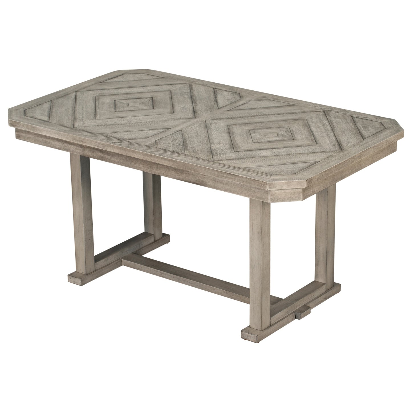 TREXM 6-Piece Rubber Wood Dining Set With Wood Grain Pattern Tabletop