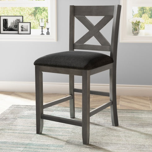 TOPMAX 5 Pieces Counter Height Rustic Farmhouse Dining Room Wooden Bar Table Set With 2 Stools And 2 Chairs, Gray
