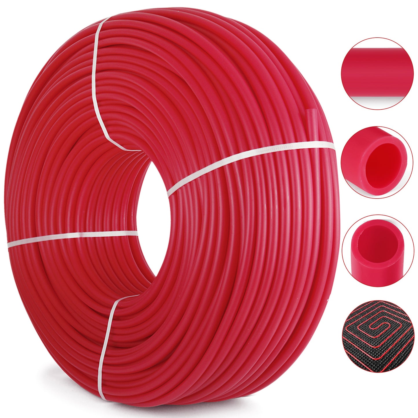 VEVOR PEX Tubing Pipe PEX Tubing Oxygen Barrier Radiant Floor PEX Pipe Radiant Heat Floor Heating Plumbing Cold And Hot Water Tubing