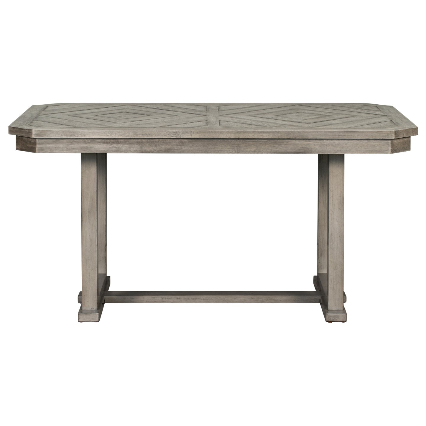 TREXM 6-Piece Rubber Wood Dining Set With Wood Grain Pattern Tabletop