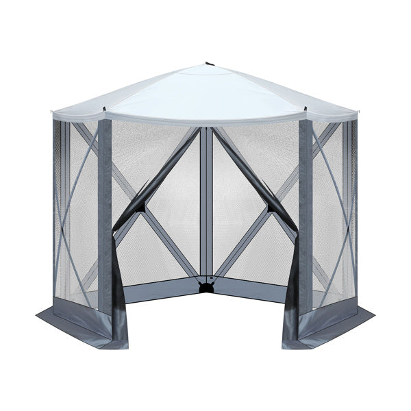 10X10ft Light Gray And Dark Gray Contrasting Pentagonal Automatic Folding Tent
