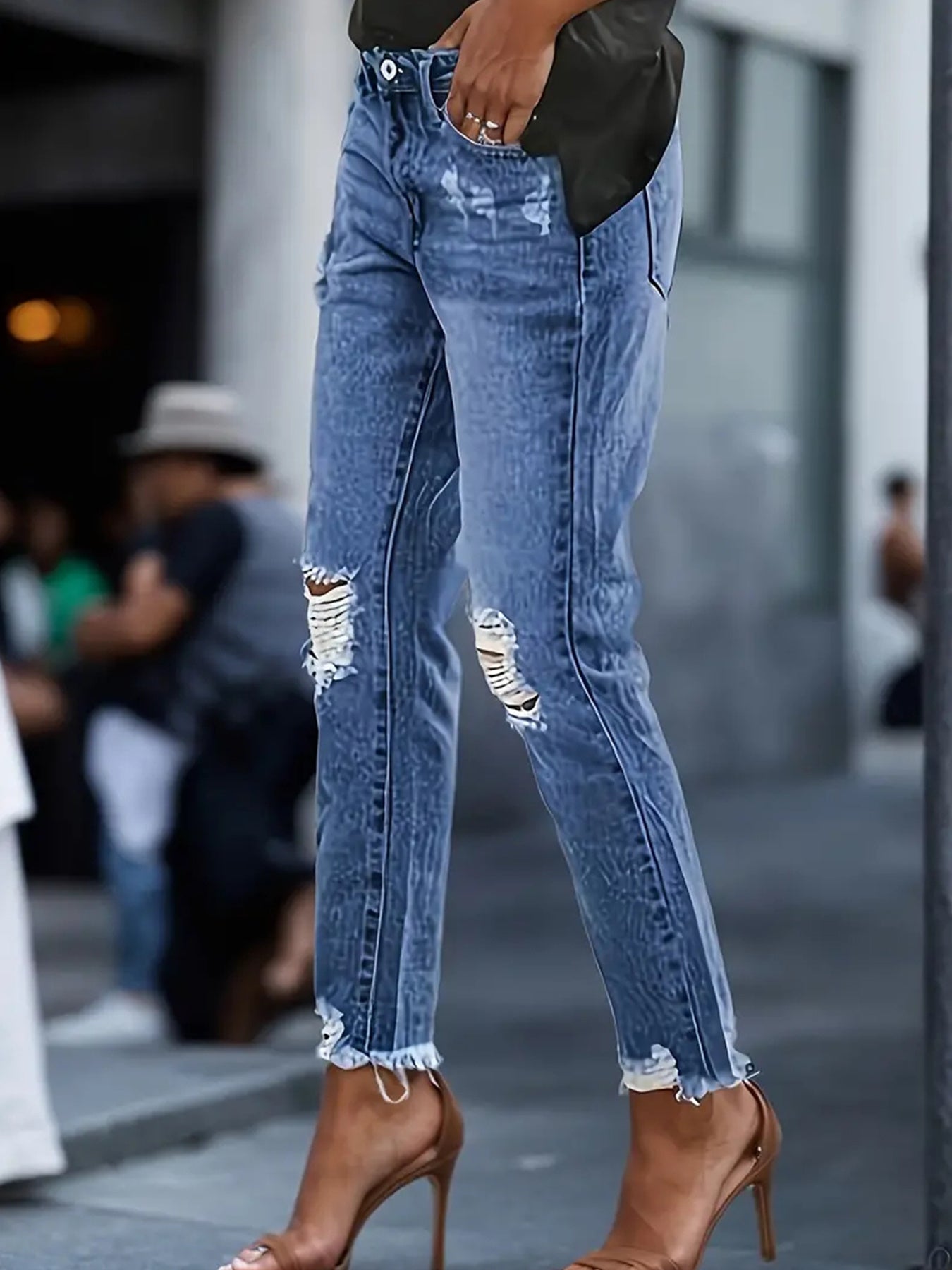 Stretchy Boyfriend Jeans For Women - Ripped, Distressed, Comfortable Denim