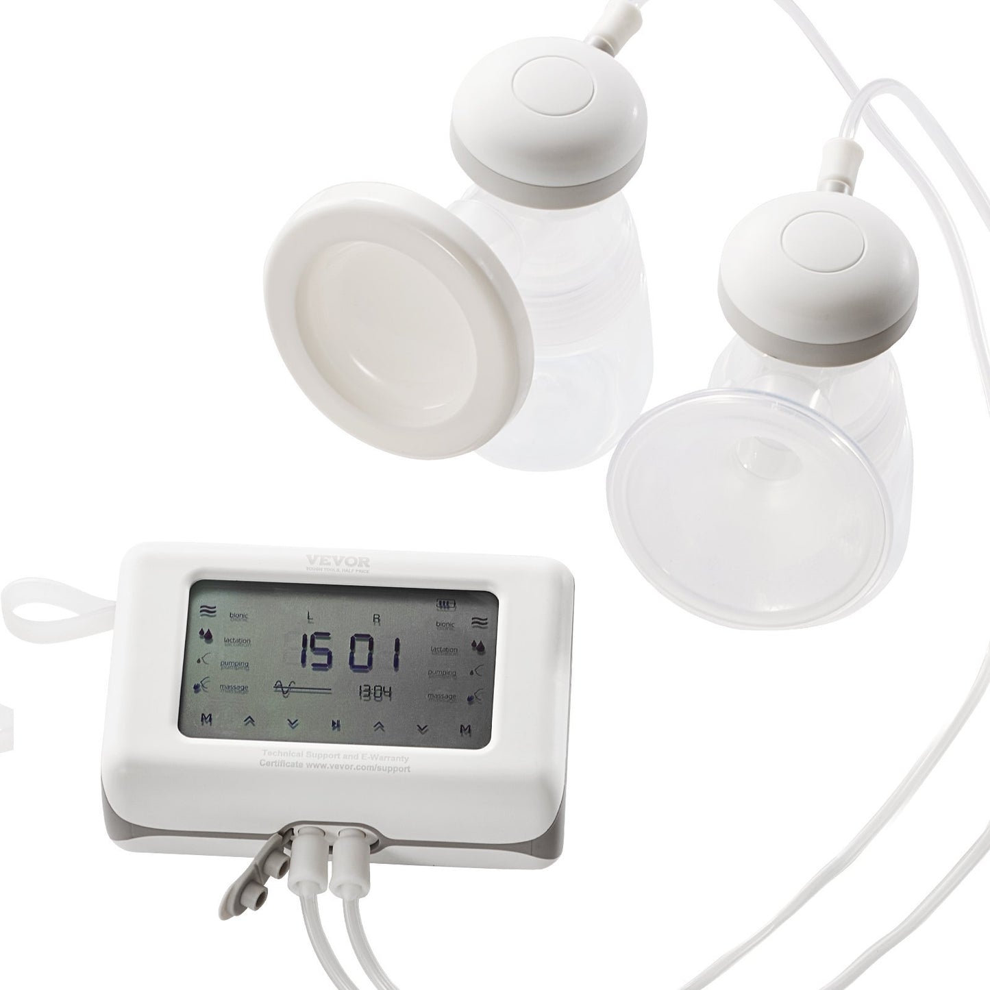 VEVOR Breast Pump, Single Double Adjustable Electric Breast Pumps, 4 Modes Reciprocating Piston Pumps, 4000mAH Anti-Backflow BreastfeedingPump With 300mmHg High Suction,