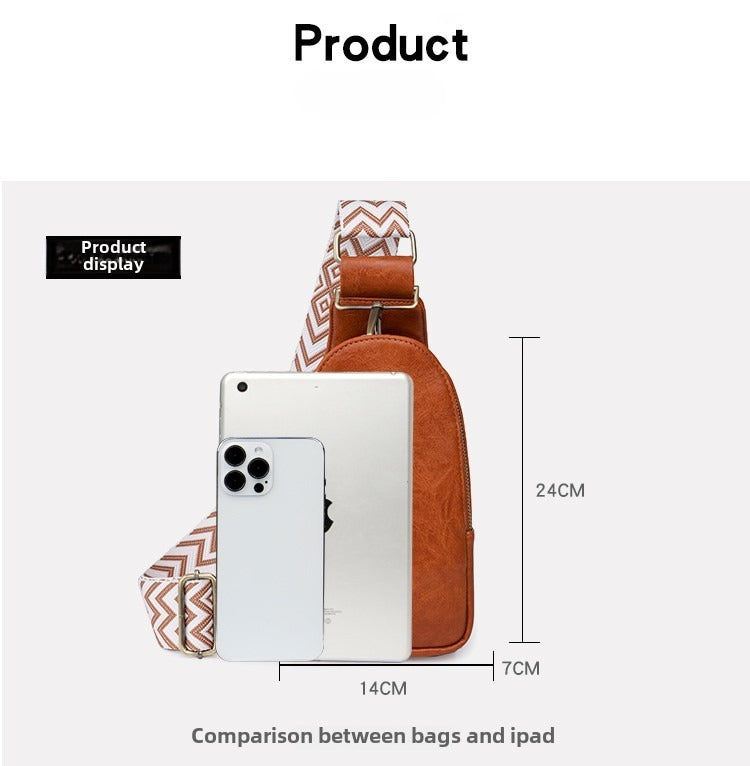 Women Chest Bag Sling Bag, Guitar Strap Small Crossbody PU Leather
