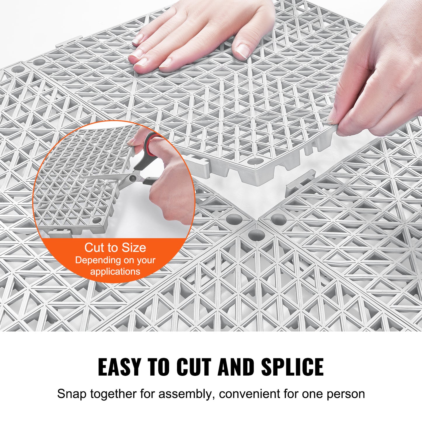 VEVOR Interlocking Tile 50PCS Gray, Drainage Tiles Splicing, Soft PVC Interlocking Drainage Floor Tiles, Non-Slip Drainage Holes For Restroom, Bathroom, Kitchen, Pool, Wet Areas