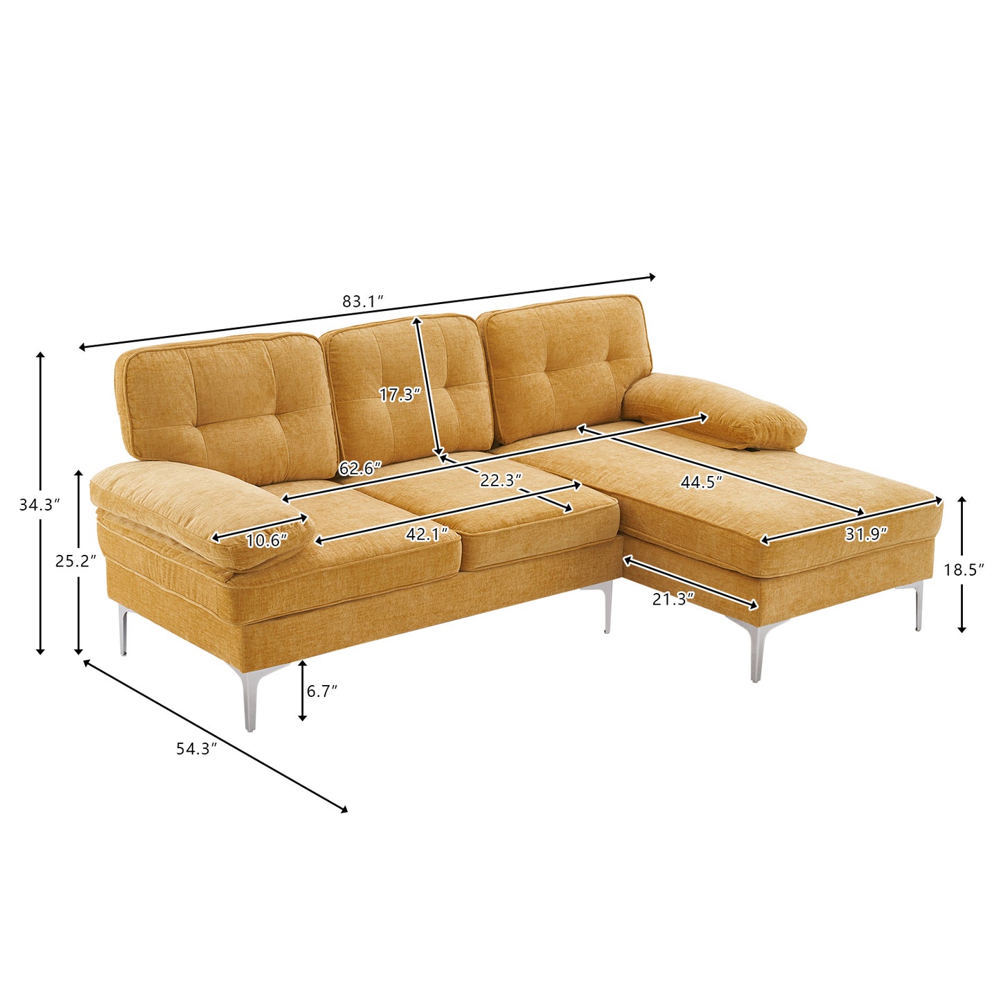 Three People With Noble Consort Yellow Indoor Combination Sofa