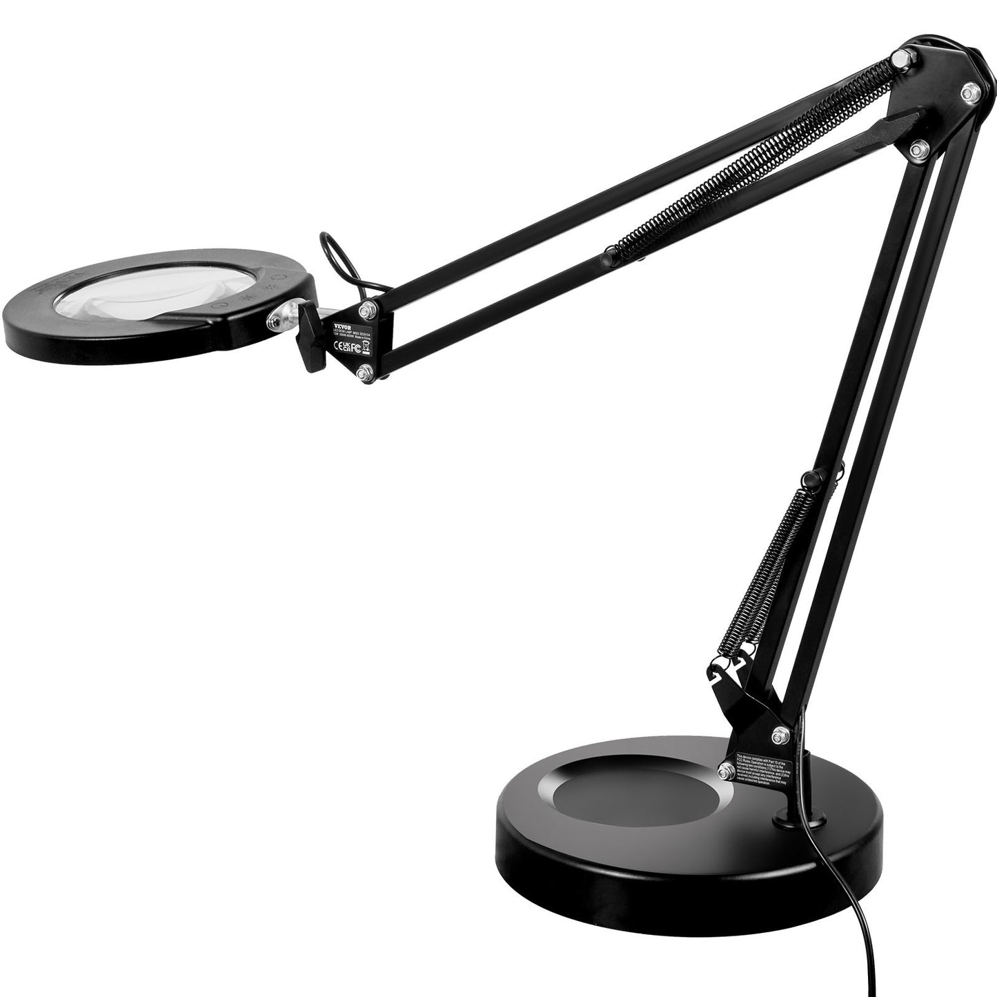VEVOR Magnifying Glass With Light And Stand, 5X Magnifying Lamp, Glass Lens, Base And Clamp 2-in-1 Desk Magnifier With Light, 64 LED Lights 5 Color Modes, For Close Work Reading Repair Crafts