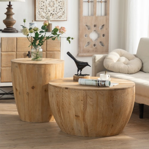 Vintage Style Bucket Shaped Coffee Table Set For Office, Dining Room And Living Room