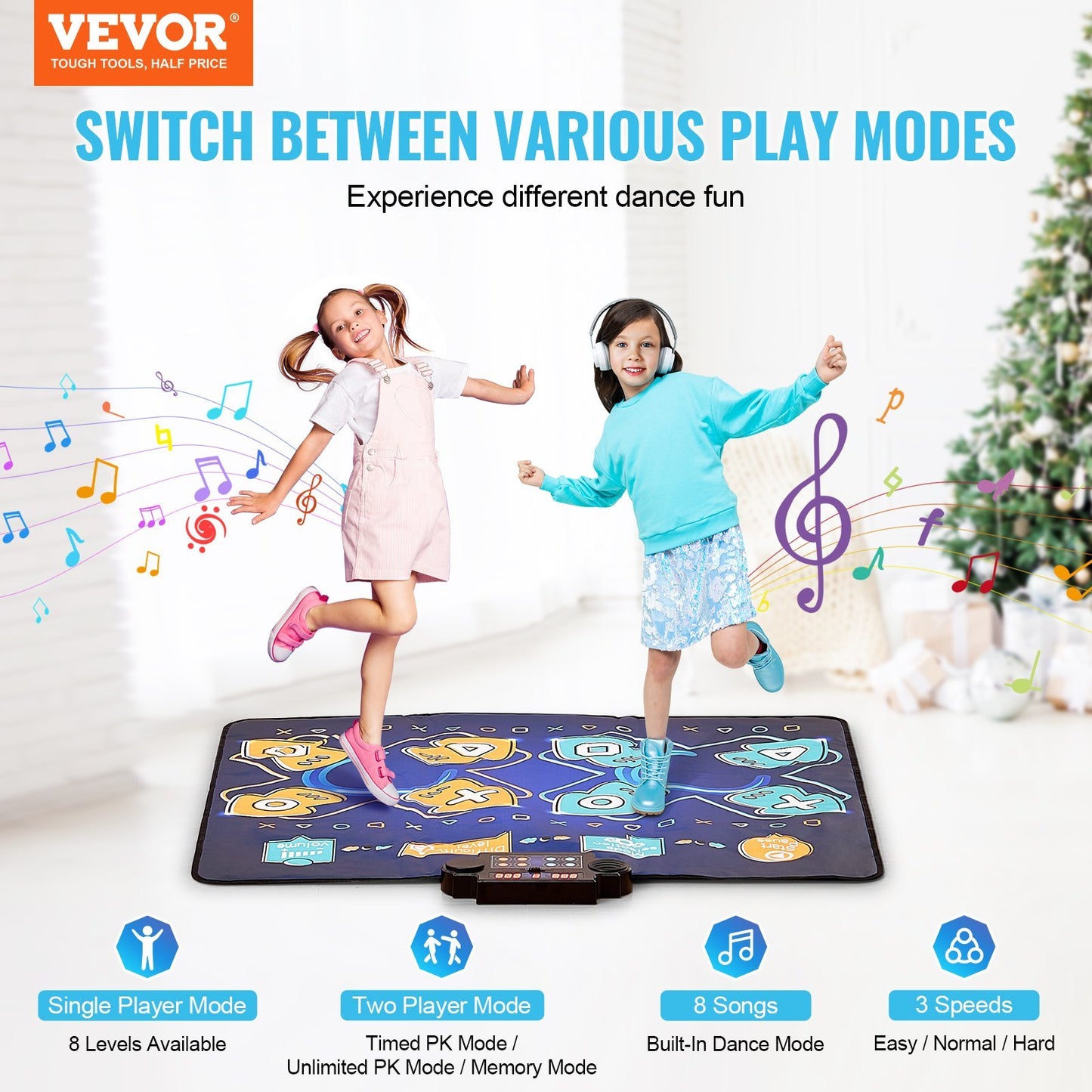 VEVOR Dance Mat For Kids Dance Pad Toys Two Player Gift For 3 Year Old Girls
