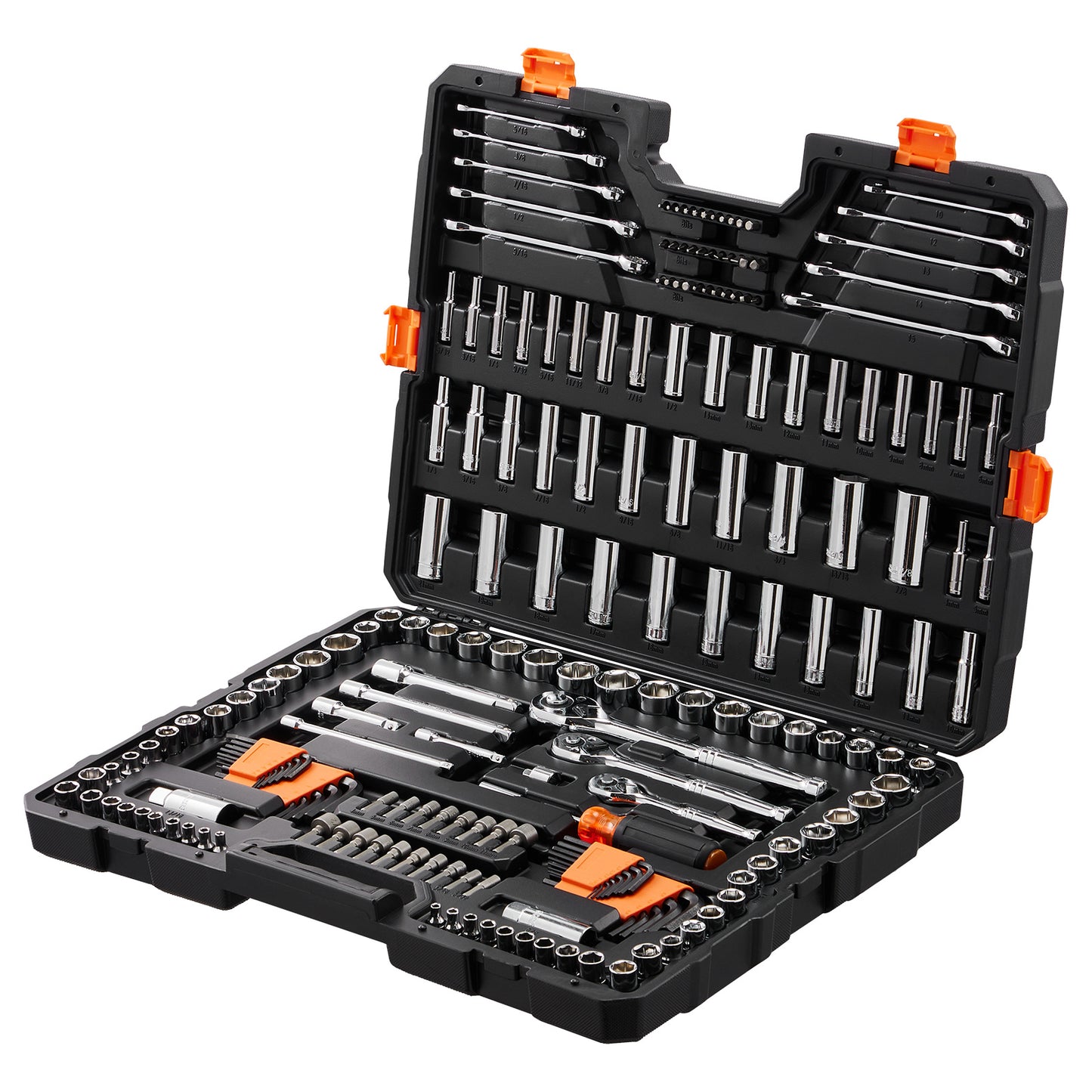 VEVOR Mechanics Tool Set And Socket Set, Drive Deep And Standard Sockets, 205 Pcs SAE And Metric Mechanic Tool Kit With Bits, Combination Wrench, Hex Wrenches, Accessories, Storage Case