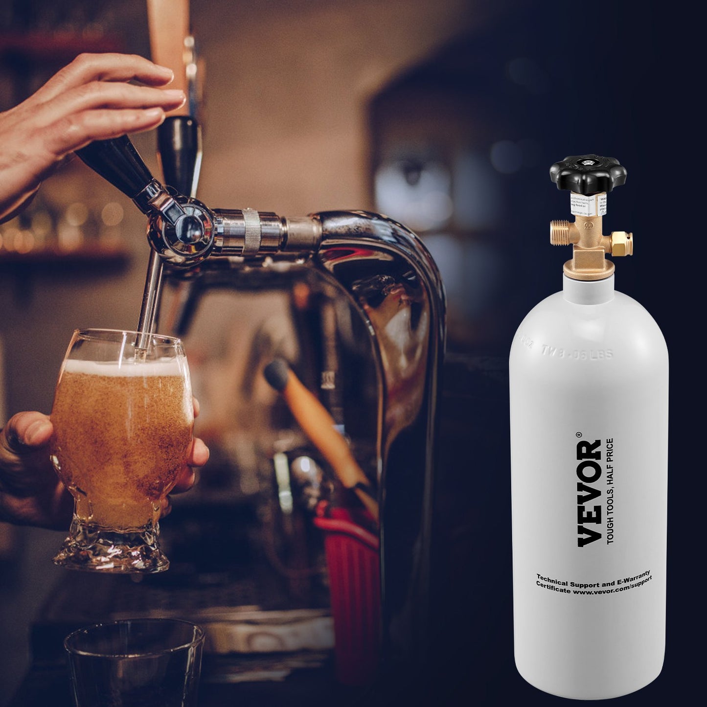 VEVOR 5 Lbs CO2 Tank Aluminum Gas Cylinder, Brand New CO2 Cylinder With Gray Spray Coating, CO2 Tank With CGA320 Valve, For Draft Soda Beer