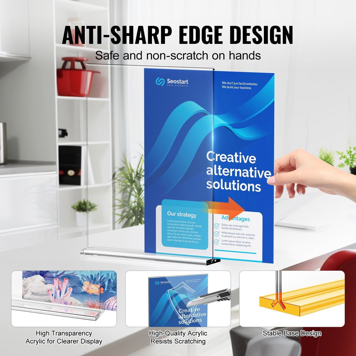 VEVOR Acrylic Sign Holder, 6 Pack 8.5 X 11-inch Brochure Display Holders, T-Shape Double Sided Display Sign Stand, Clear Acrylic Table Menu Photo Paper Holder For Restaurant Office Wedding Bar