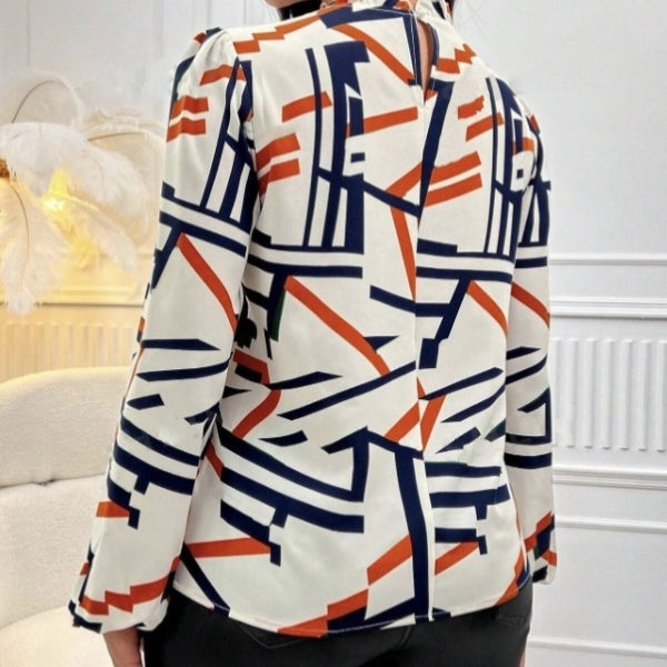 Fashionable And Elegant Casual Printed Long Sleeved Shirt Top