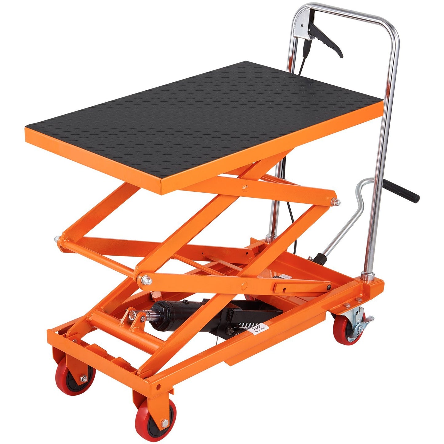 VEVOR Hydraulic Lift Table Cart, 330lbs Capacity Lifting Height, Manual Double Scissor Lift Table With 4 Wheels And Non-slip Pad, Hydraulic Scissor Cart For Material Handling And Transportation