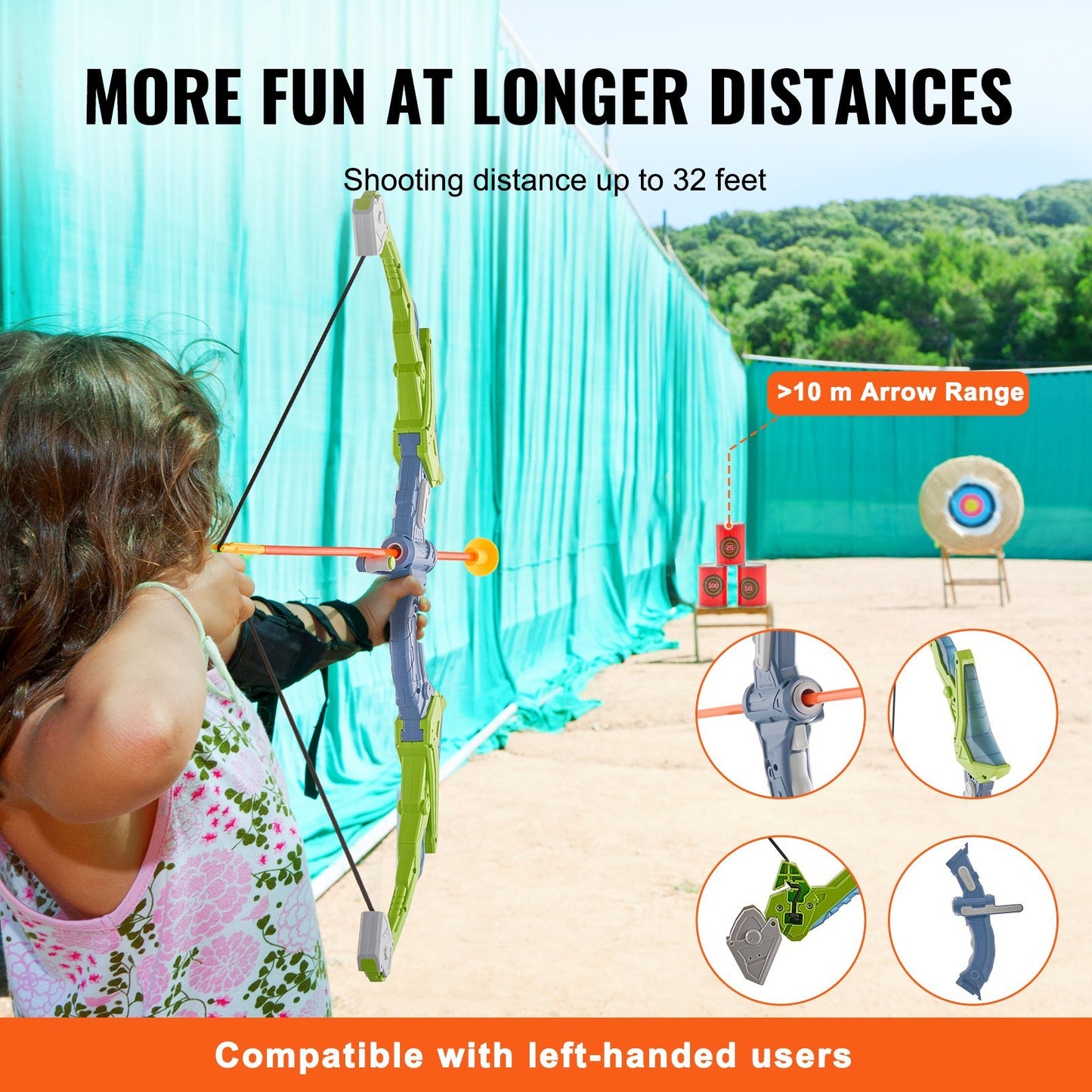 VEVOR Bow And Arrow Set For Kids, 2 Pack LED Light Up Archery Set With 20 Suction Cup Arrows, Standing Target, 2 Quivers, 3 Target Cans, Outdoor Toy Birthday Gift For Boys & Girls 6 7 8 9 10 Year Old