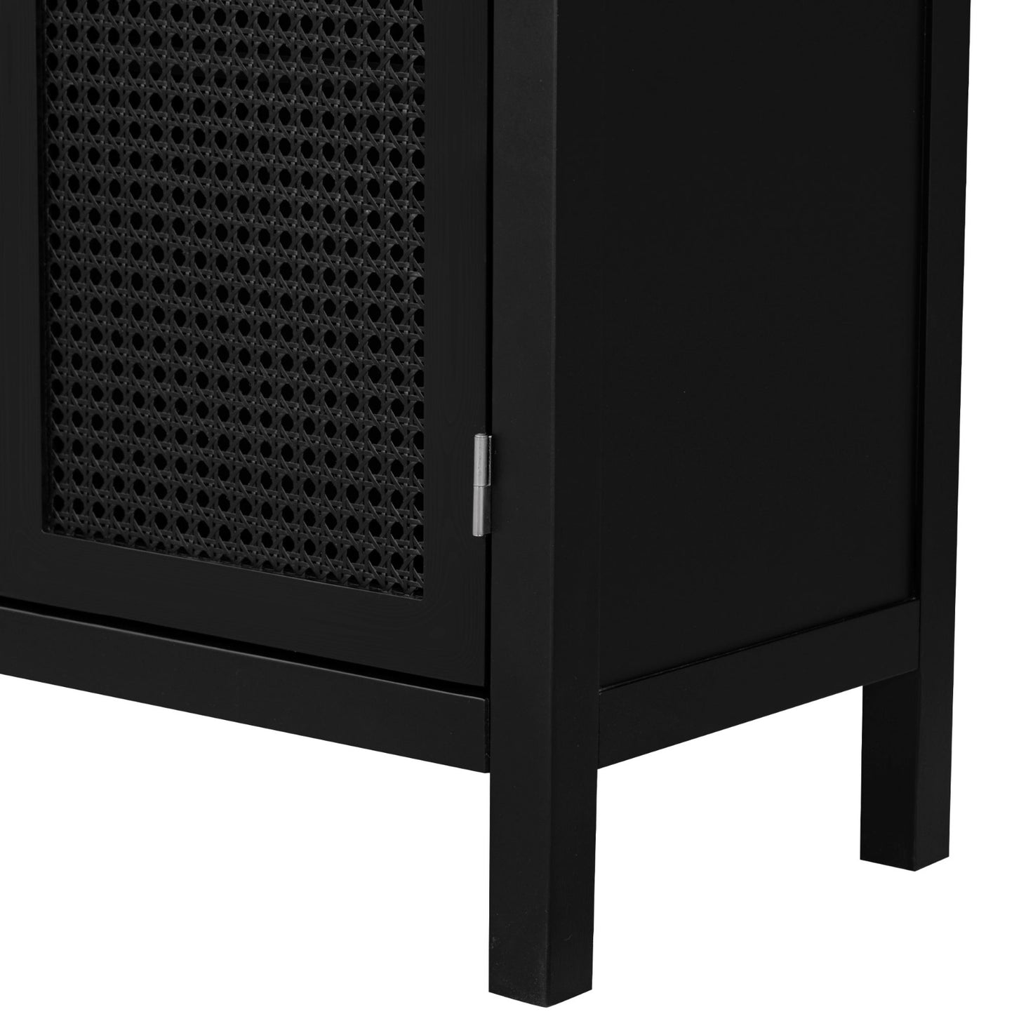 TREXM Sideboard With Rattan Door & Metal Handles For Living Room