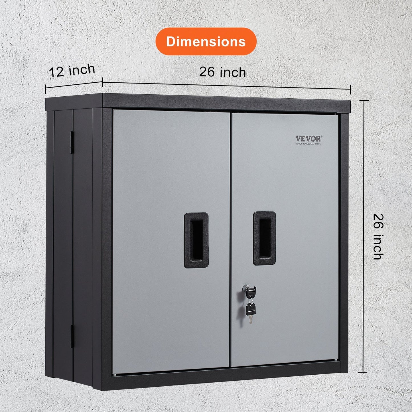 VEVOR Foldable Wall Cabinet, Metal Garage Cabinet Wall Mounted 26 Small Cabinet 240 LBS Loading Capacity Adjustable Shelf Magnetic Door File Locker For Garage Office Home Black