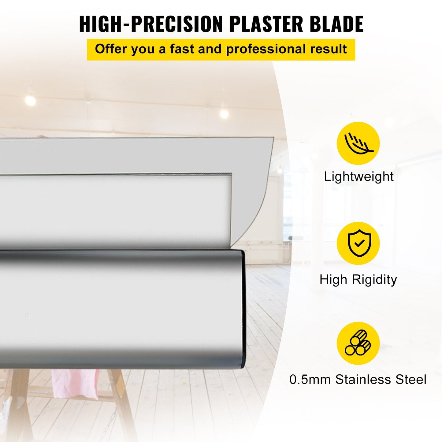 VEVOR Skimming Blade Set,Extension Handle,European Stainless Steel Construction Knife, Aluminum Blade Profile Smoothing Knockdown Spatula For Gyprock Drywall Wall Board