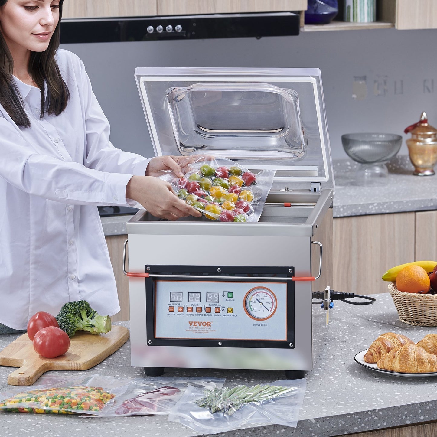 VEVOR Chamber Vacuum Sealer DZ-260C Kitchen Food Chamber Vacuum Sealer, 110V Packaging Machine Sealer For Food Saver, Home, Commercial Using