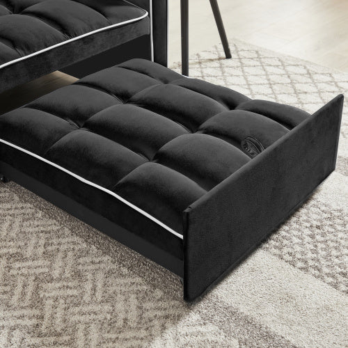Three-in One Sofa Bed Chair Folding Sofa Bed Adjustable Back Into A Sofa Recliner Single Bed Modern Chair Bed Berth Black