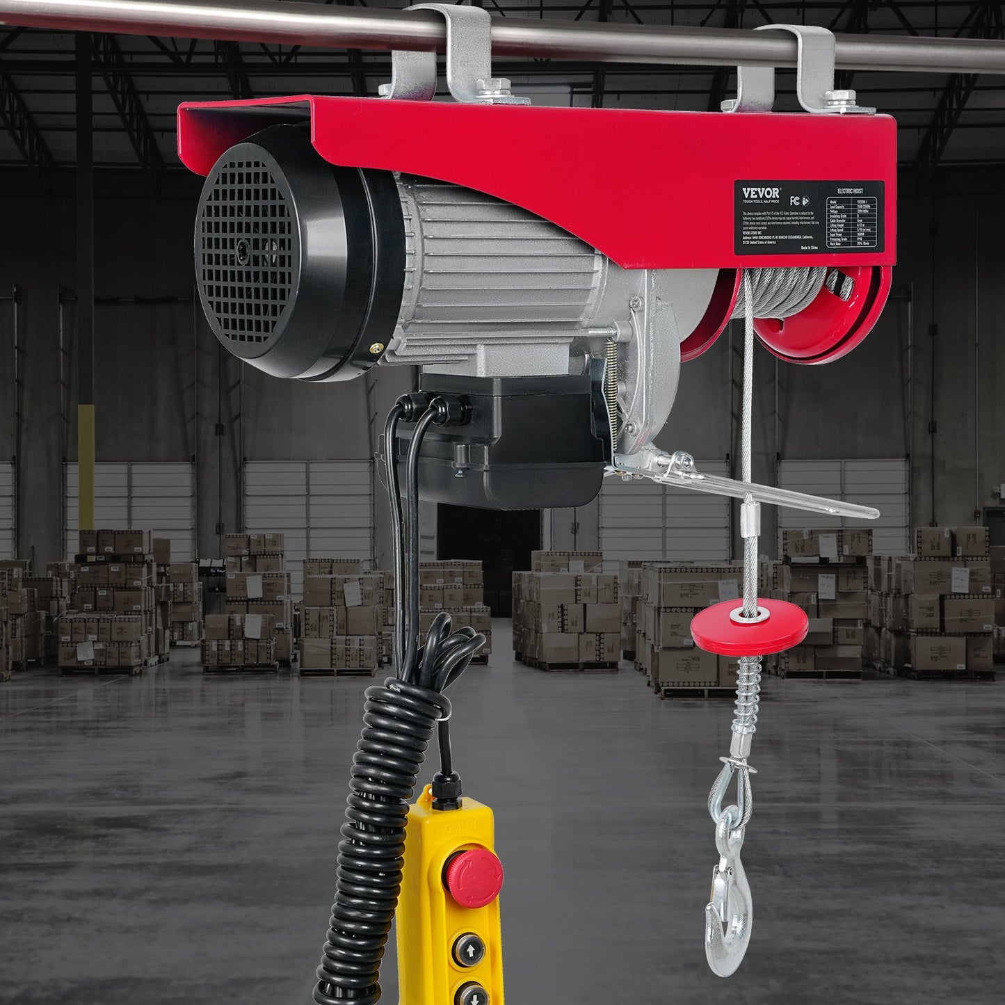 VEVOR 2200 Lbs Attic Lift, 1600W 110V Electric Hoist With 14ft Wired Remote Control, 40ft Single Cable Lifting Height & Pure Copper Motor, For Garage Warehouse Factory