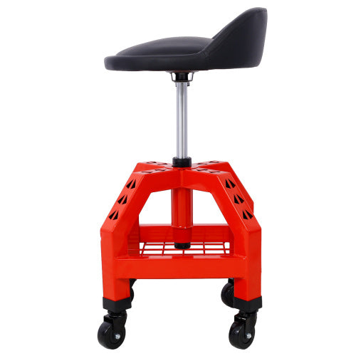 Pneumatic 360 Degree Swivel Stool, Mechanics Rolling Creeper Seat, Heavy Duty Rolling Mechanics Stool, Shop Stool With Casters Red