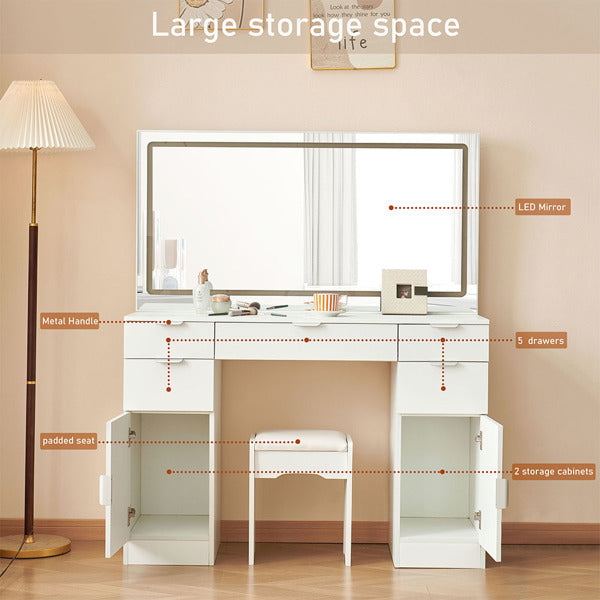 Dressing Table Set With LED Mirror And 3 Lighting Modes