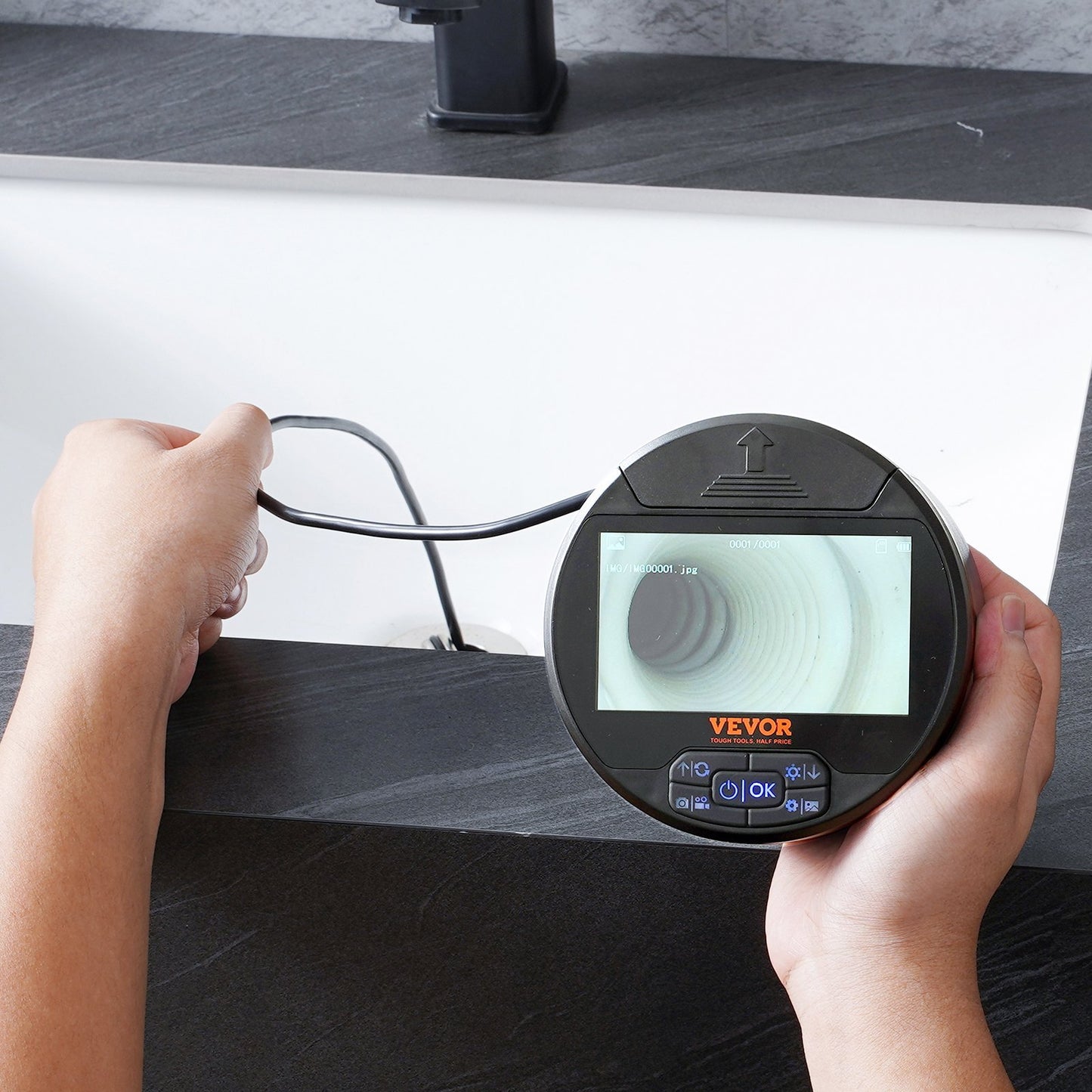 VEVOR Borescope Triple Lens Endoscope Camera With 4.3 IPS Screen 8 2 Lights