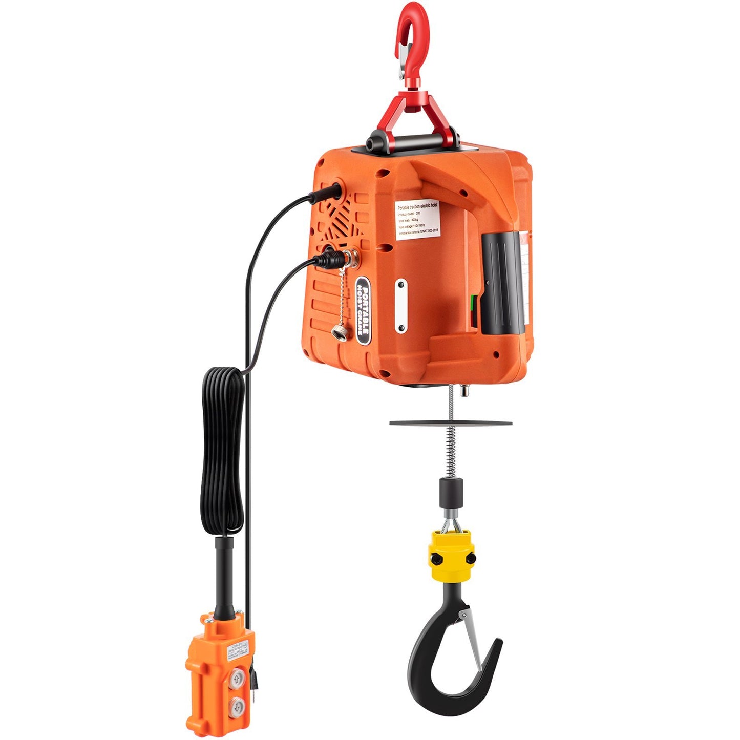 VEVOR 3-in-1 Electric Hoist Winch, 1100lbs Portable Electric Winch, 1500W 110V Power Winch Crane, 25ft Lifting Height,Wire And Wireless Remote Control, Overload Protection For Lifting Towing