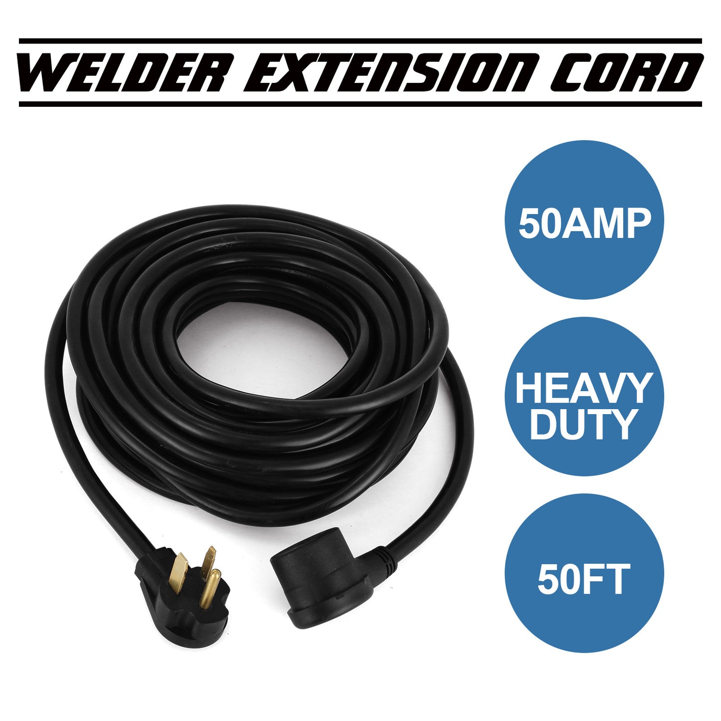 VEVOR Welding Extension Cord 50ft MIG TIG Plasma Welding Cord 30A Extension Cord For Portable Welders