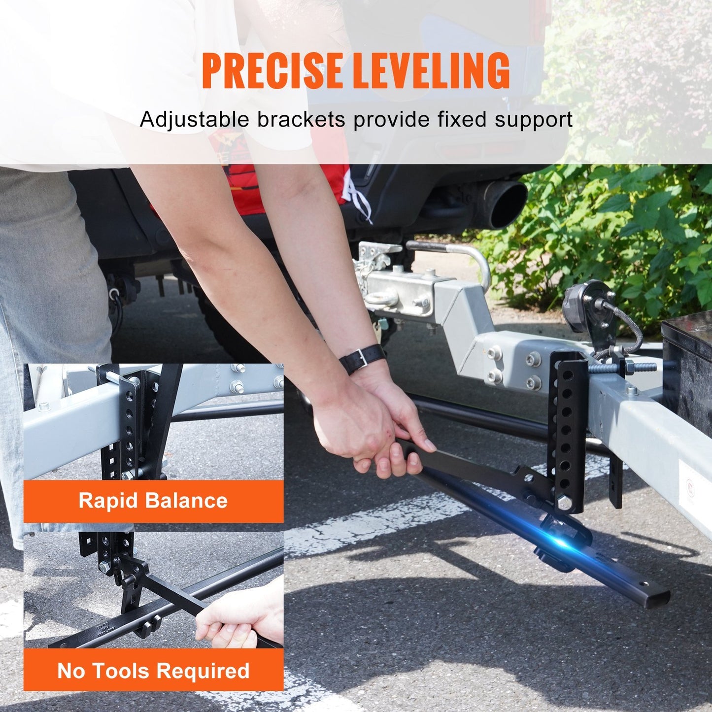 VEVOR Weight Distribution Hitch, 1,500 Lbs Weight Distributing Hitches Kit With Sway Control For Trailer, 2-In Solid Steel Shank, In Alloy Steel Ball, Powder Coated Load Leveling Hitch, Black