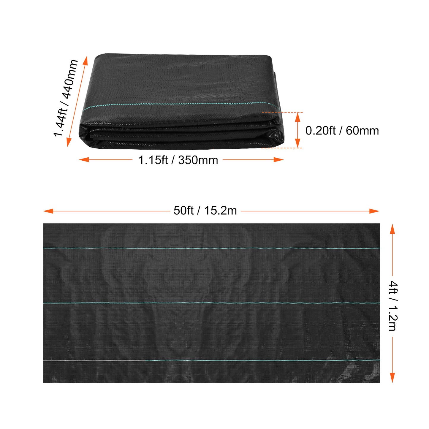 VEVOR Weed Barrier Landscape Fabric Heavy Duty Woven PP Weed Control Mat