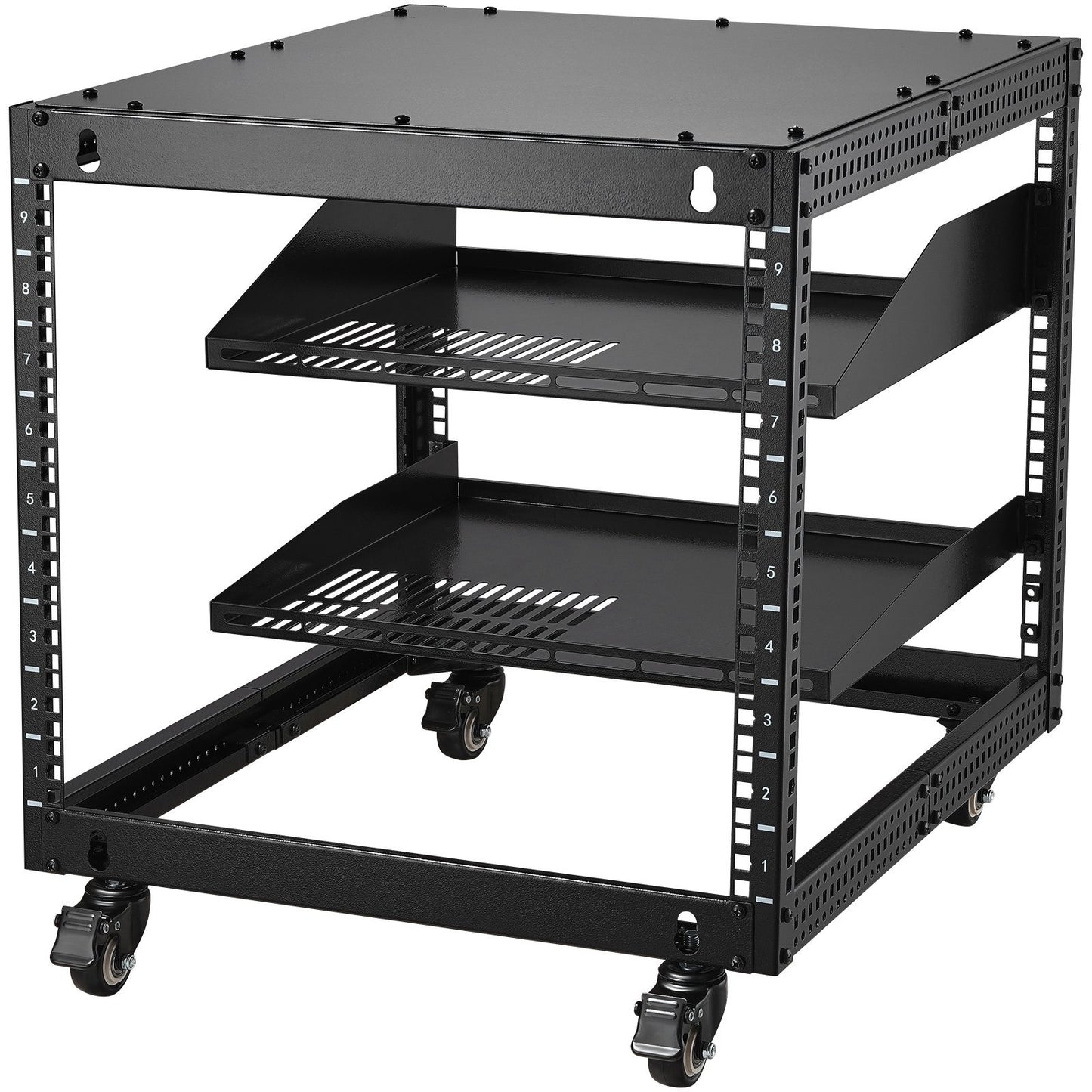 VEVOR 9U 4 Post Open Frame Server Rack Network Enclosure Adjustable