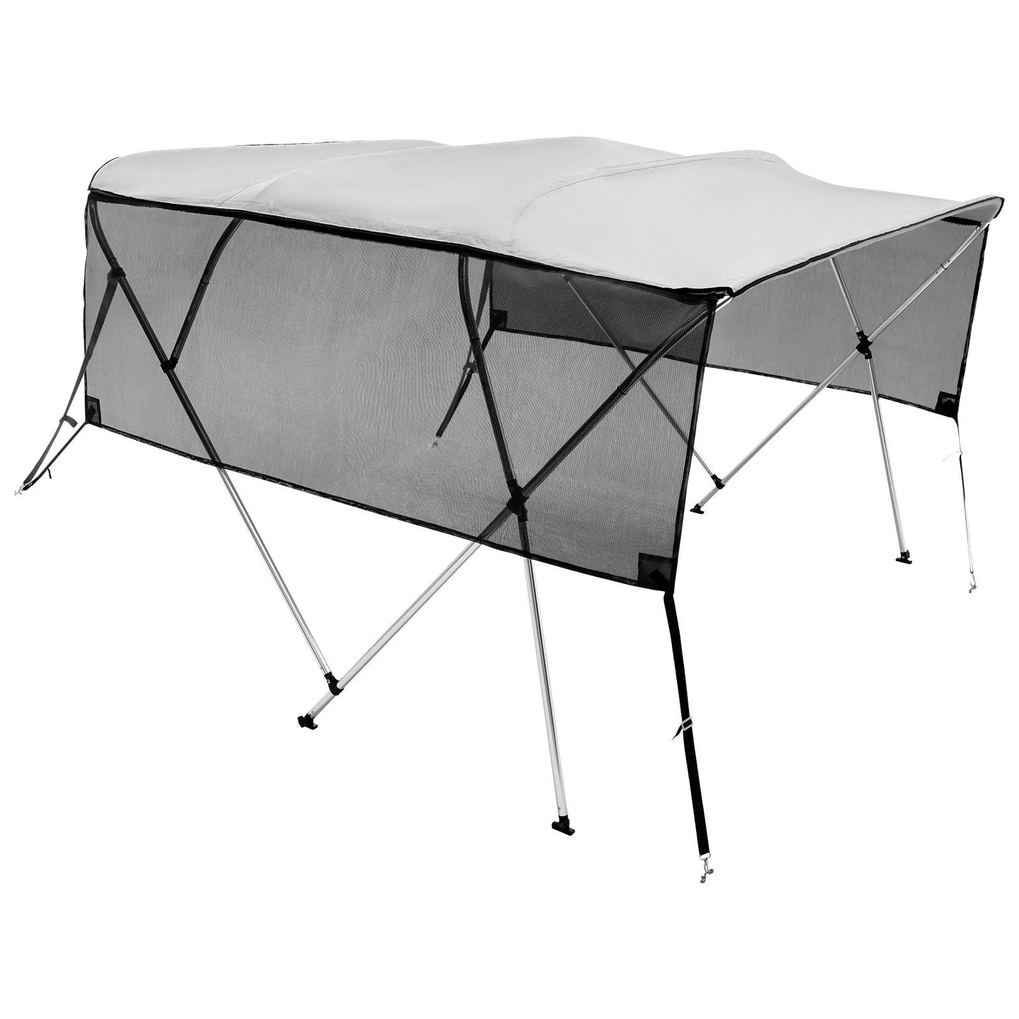 VEVOR 4 Bow Bimini Top Boat Cover, Detachable Mesh Sidewalls, 600D Polyester Canopy With Aluminum Alloy Frame, Includes Storage Boot, 2 Straps, 2 Support Poles,