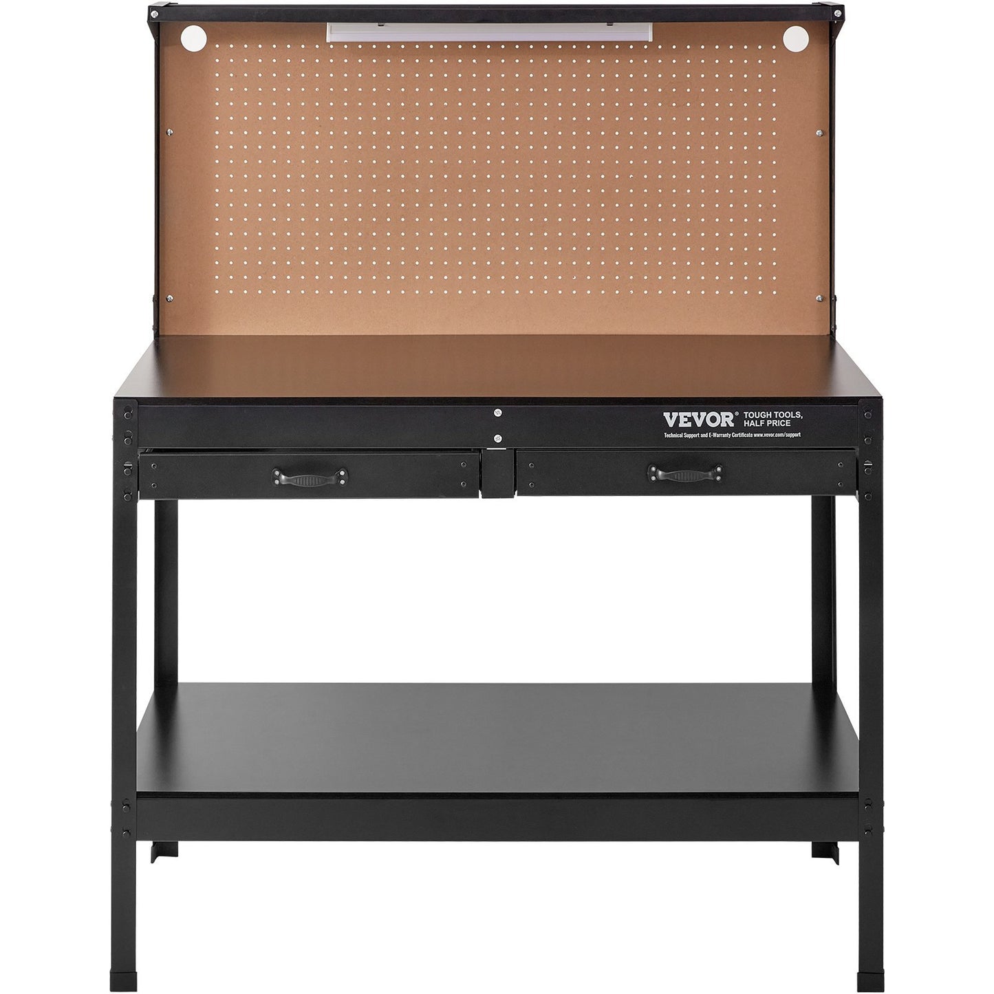 VEVOR Workbench A3 Steel Work Bench For Garage Max. 1500W Heavy Duty Workbench 220lbs Weight Capacity Bench Top Thickness Hardwood Workbench 1.5m Cable 4xAC Outlets 2xUSBPorts 30xHooks