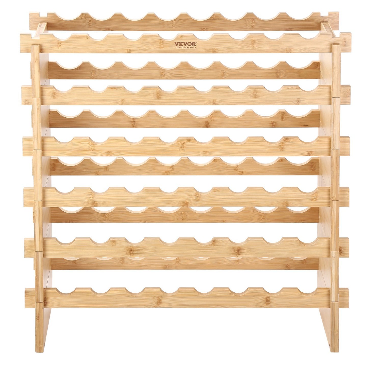 VEVOR 48 Bottle Stackable Modular Wine Rack Bamboo Wood Display Shelf 6-Tier