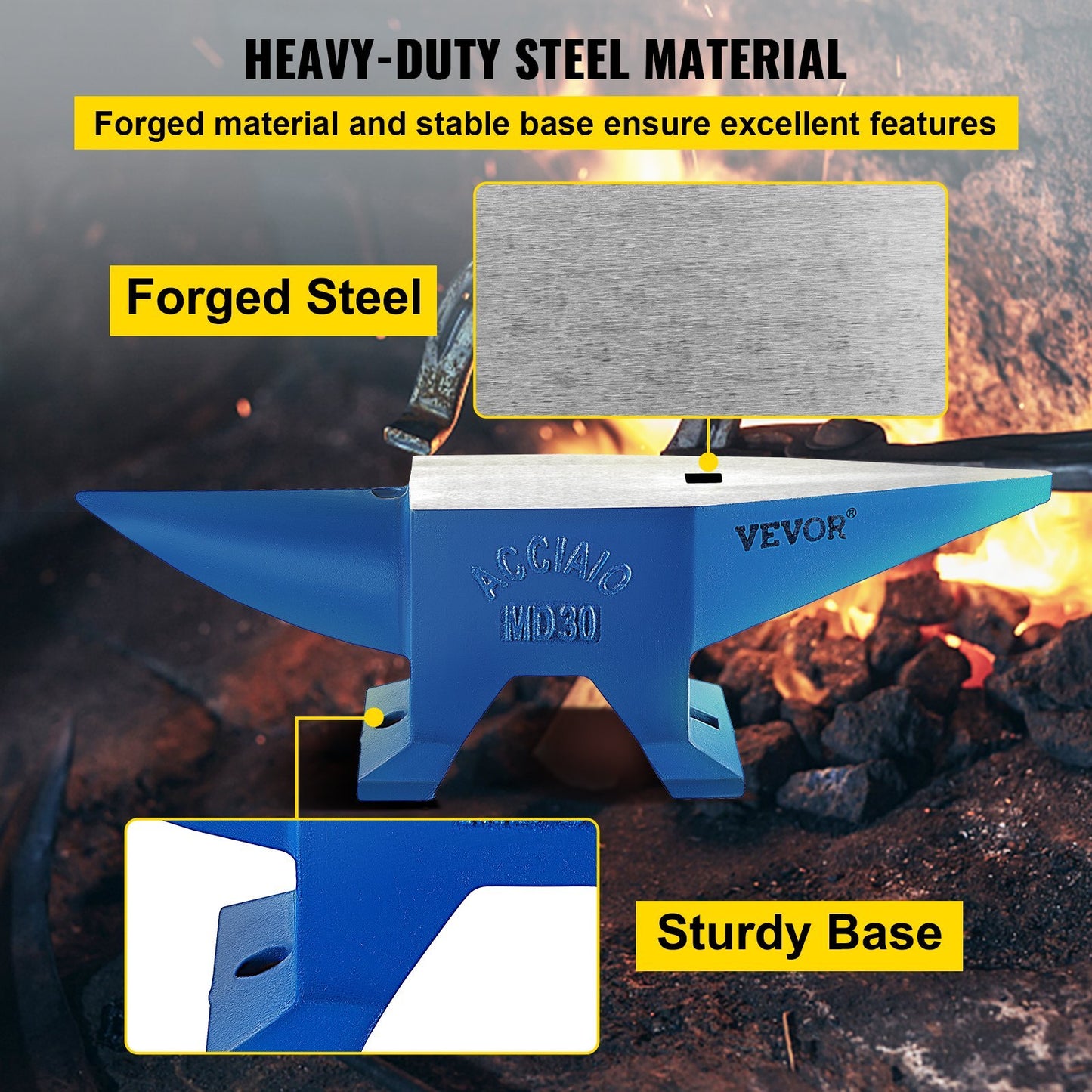VEVOR Pro Horn Anvil , 30KG 66.1LBS Weight Steel Anvil Blacksmith Blacksmith Anvil, Portable Rugged Cast Iron Anvil Blacksmith Anvil Stable Workbench Blacksmith Forge Anvil Tool