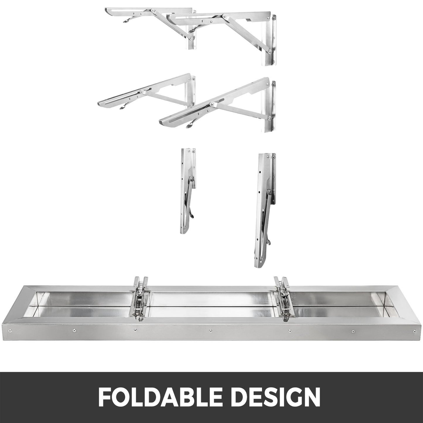 VEVOR Concession Shelf 48L X 12W Inch Stainless Steel Drop Down Folding Serving Food Shelf Stand Serving For Concession Trailer Serving Window