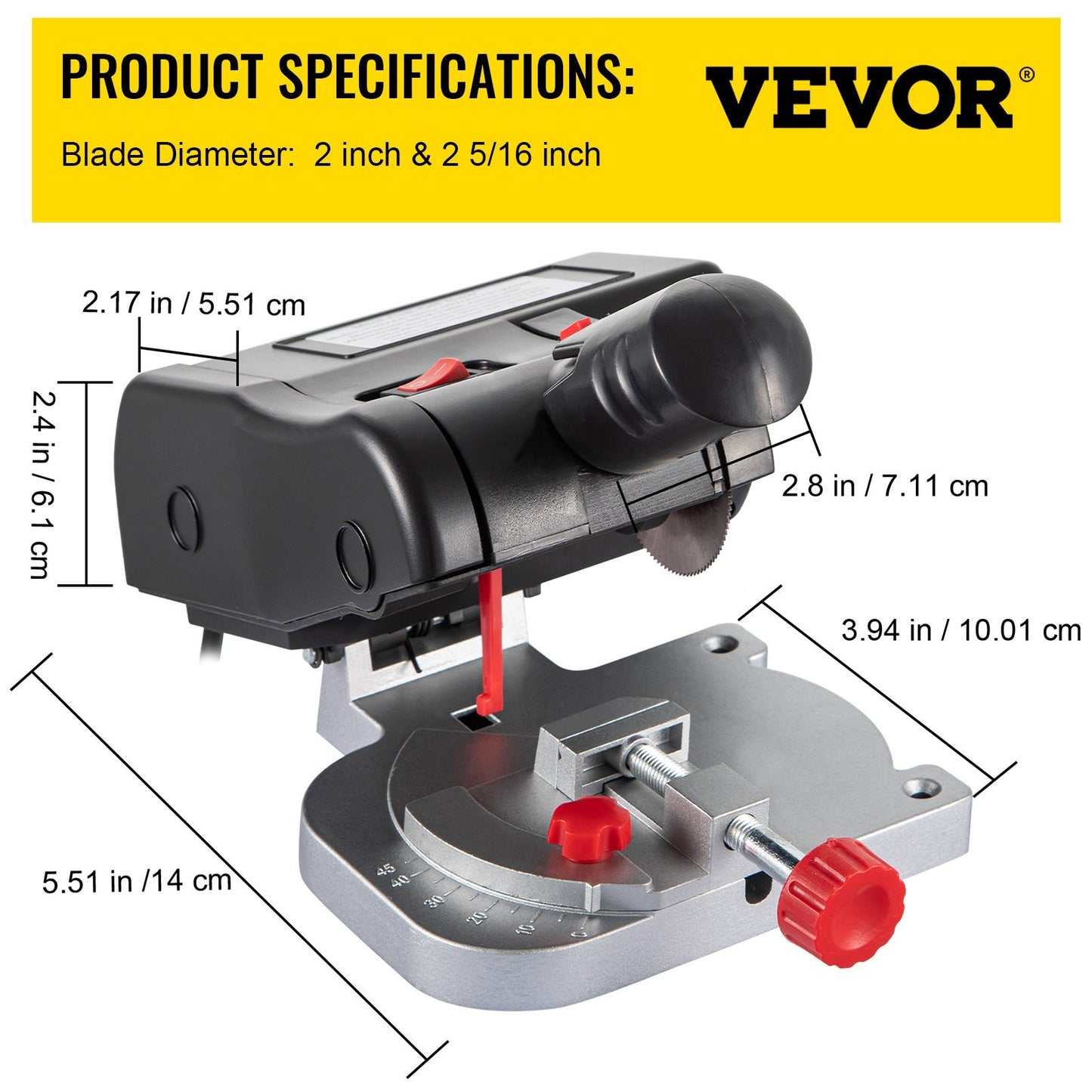 VEVOR Mini Miter Cut-off Chop Saw, Two Blade Of Steel And Resin With Cutting Depth, Benchtop Miter Saw For Copper, Aluminum, Wood, Zinc In Hobby Craft