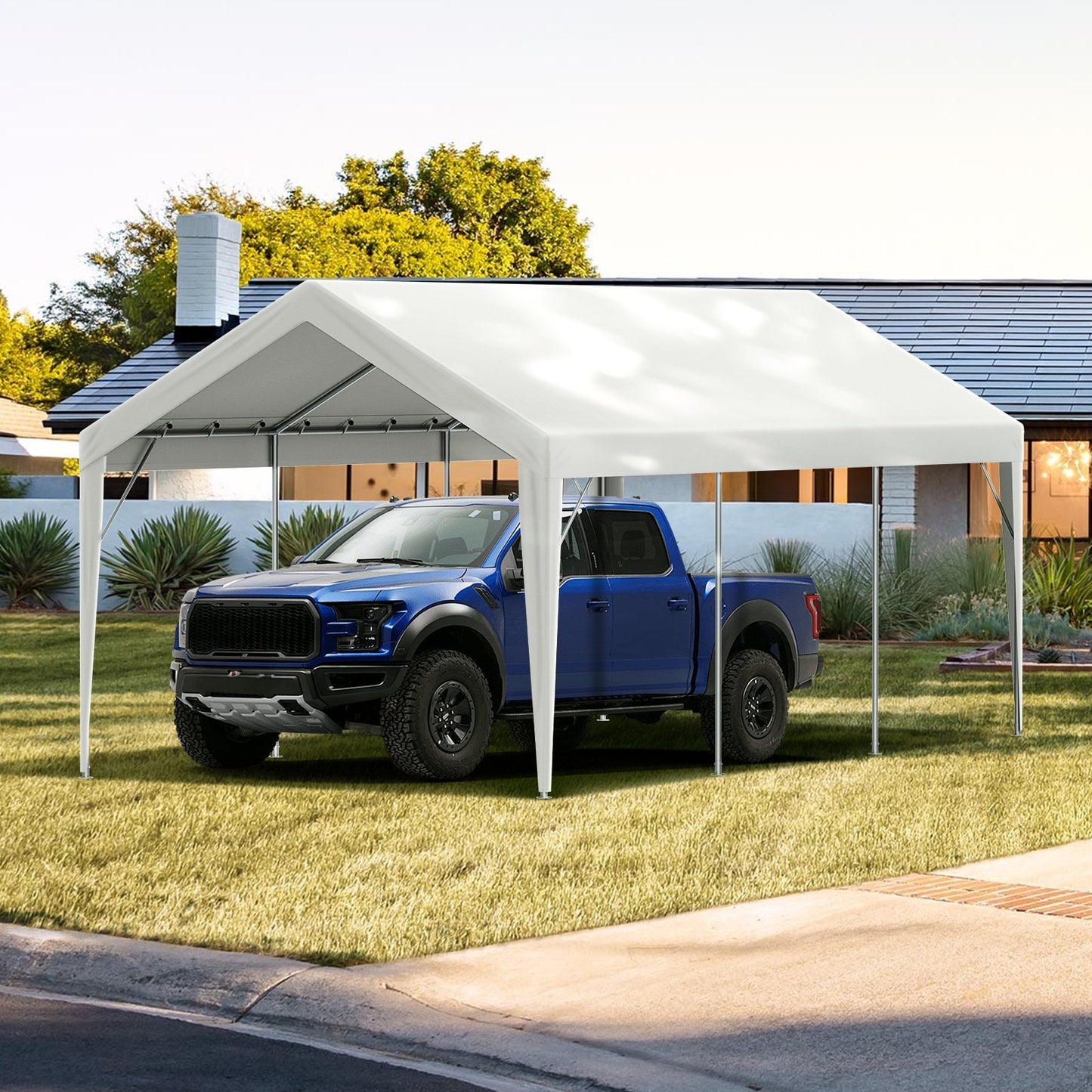 VEVOR Carport Replacement Canopy Cover 10 X 20 Ft, Garage Top Tent Shelter Tarp Heavy-Duty Waterproof & UV Protected, Easy Installation With Ball Bungees,White Only Top Cover, Frame Not Include