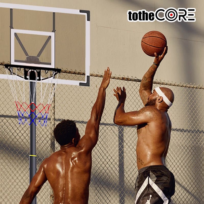 TotheCORE Basketball Stand 4.43-10.00ft Adjustable Portable Basketball Hoop & Goal PC Backplate, Large Base & Wheels