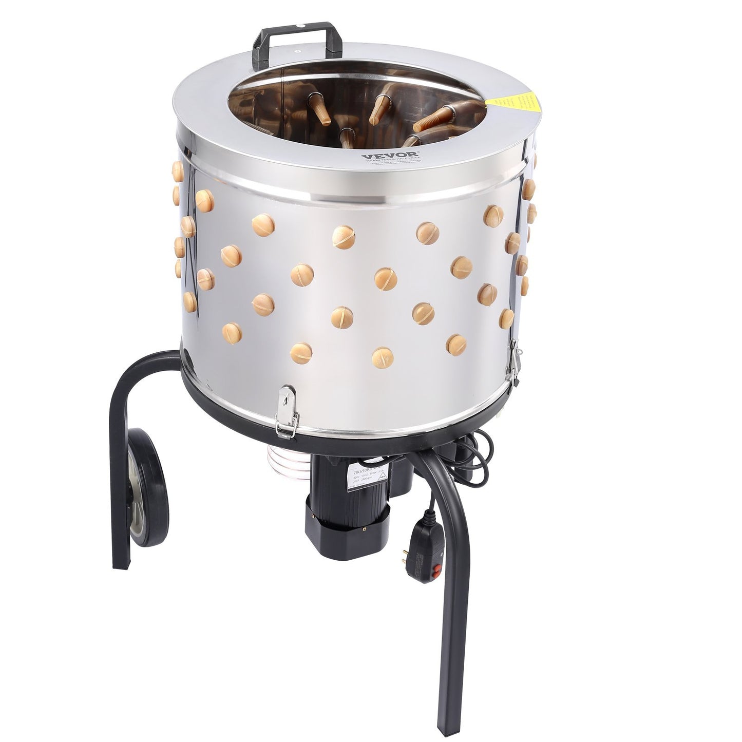VEVOR Chicken Plucker Machine, Feather Plucker With 20-inch Stainless Steel Drum, Defeathering Equipment With 108 Soft Fingers, Simple Debris Collection, 500W High Power Poultry Plucking