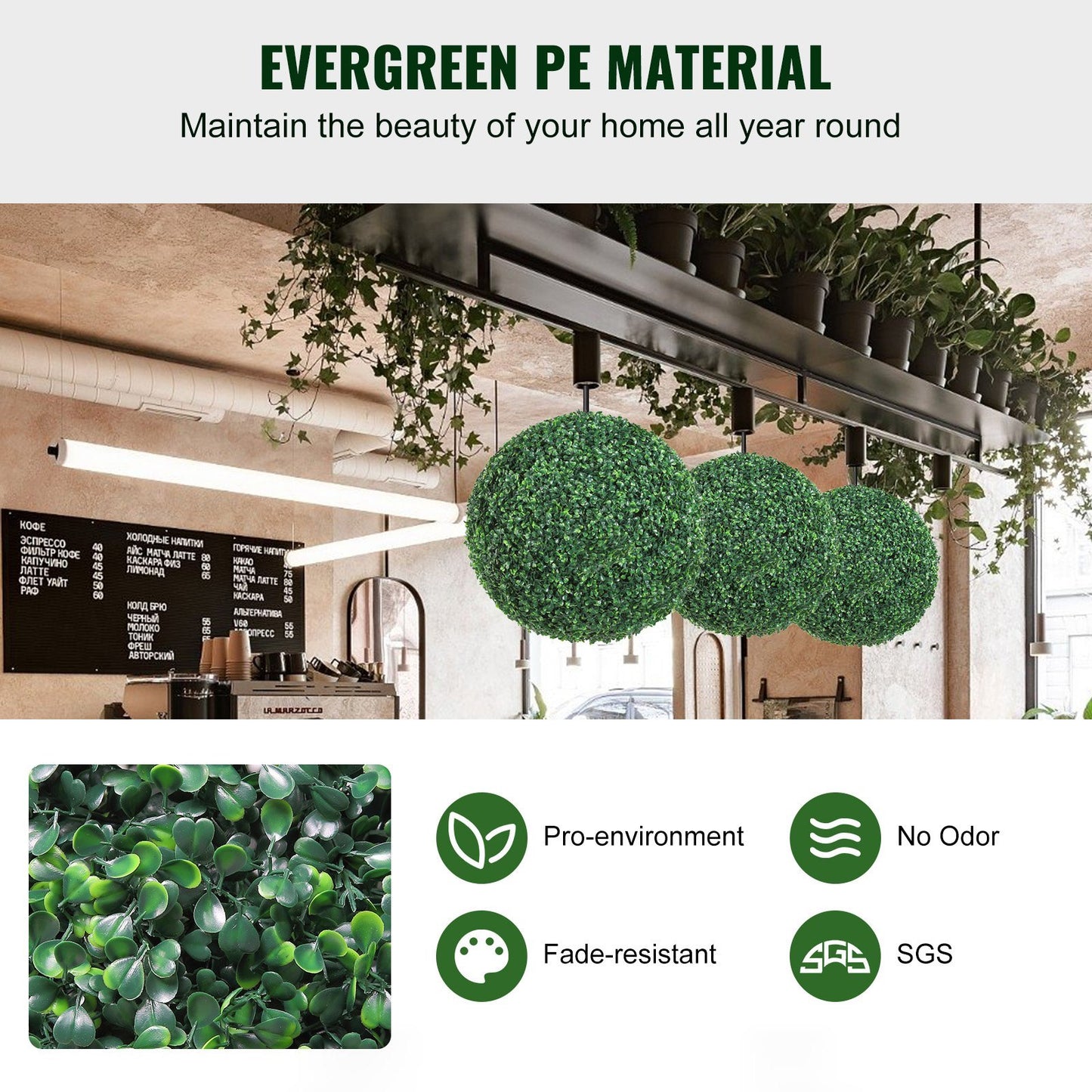 VEVOR Artificial Topiaries Boxwood Trees, 20Tall 2 Pieces , Ball Shape Faux Topiaries Plant, All Year Green Feaux Plant Decorative Balls For Backyard, Balcony,Garden, Wedding And Home