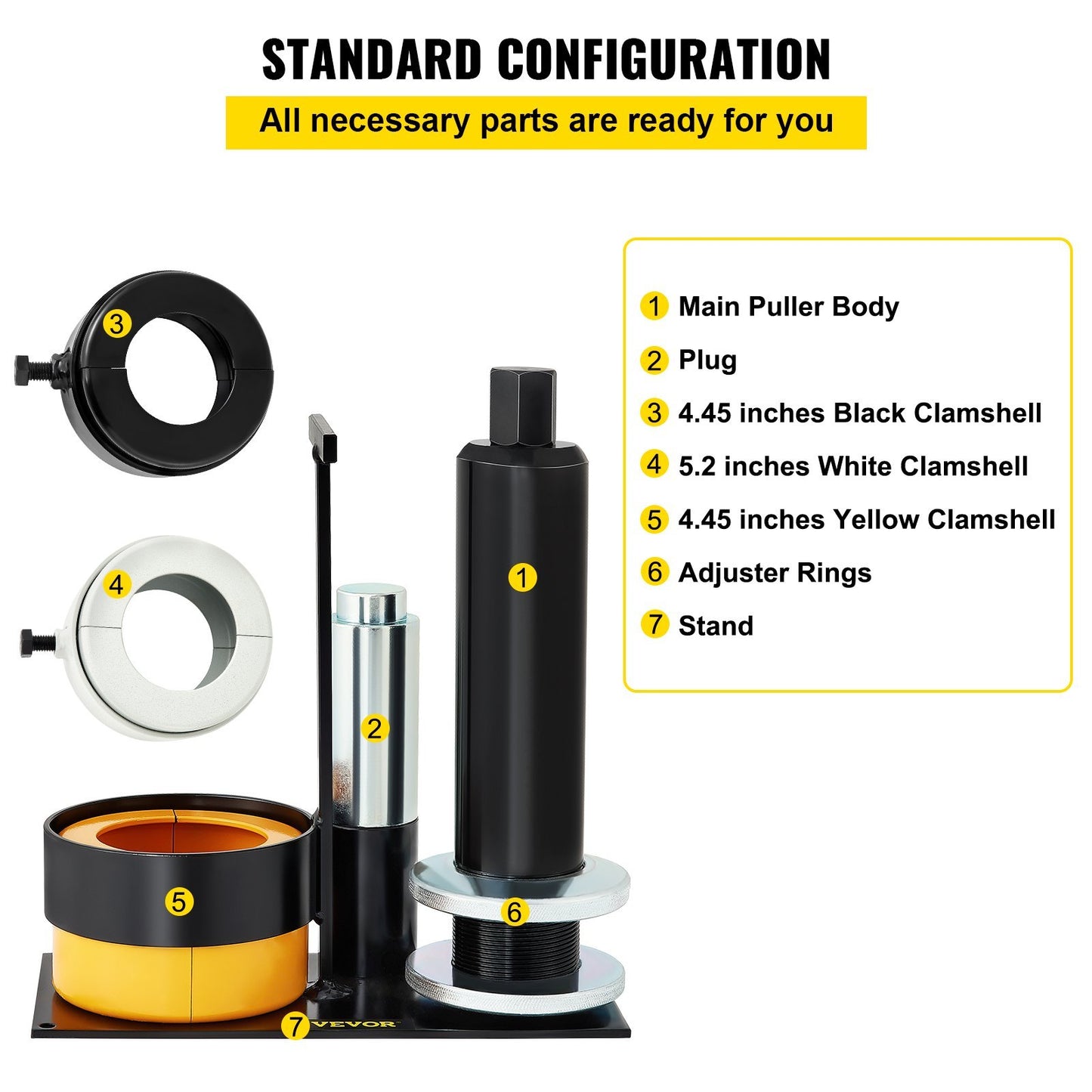 VEVOR Carrier & Pinion Bearing Puller, Compatible With Dana 30,40,50,60,70, 80, Ford 10.25Bearings, Pinion Puller Tool With 3 Clamshells, Steel Clamshell Bearing Puller For Auto Repair