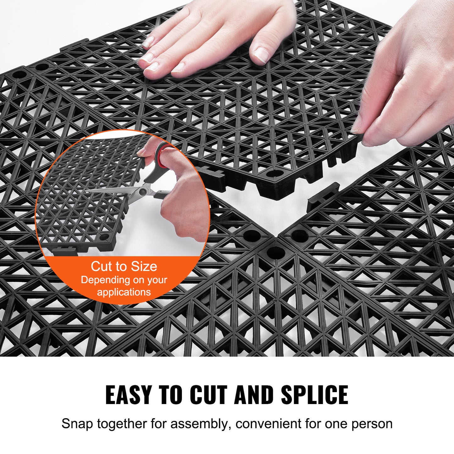 VEVOR Interlocking Tile 50PCS Black, Drainage Tiles Splicing, Soft PVC Interlocking Drainage Floor Tiles, Non-Slip Drainage Holes For Restroom, Bathroom, Kitchen, Pool, Wet Areas